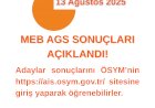 MEB AGS SONUÇLARI AÇIKLANDI!