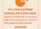 2025-YKS Yerleştirme Sonuçları Açıklandı