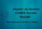Akşehir’de Ücretsiz KOMEK Kursları Başladı!