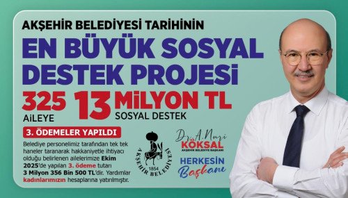 13 Milyon TL’lik Sosyal Destek Projesinde 3. Ödeme Tamamlandı!