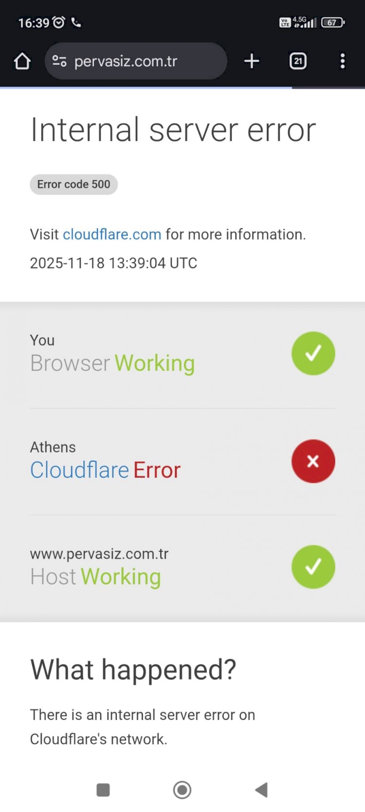 Cloudflare DNS Kesintisi Nedeniyle Yayınlarda  Erişim Sorun !