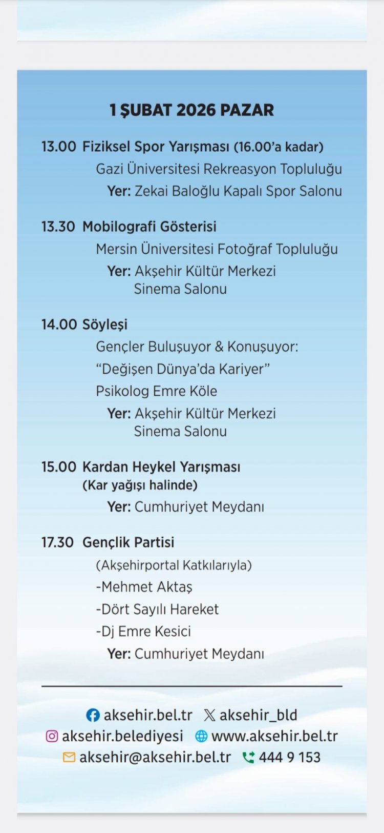 Akşehir Üniversiteliler Kış Şenliği Başlıyor