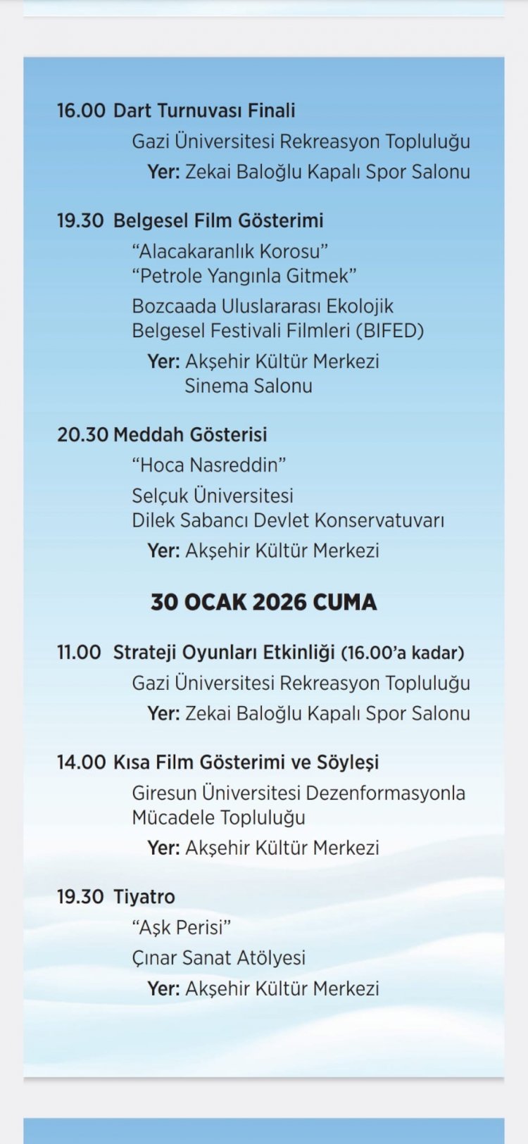 Akşehir Üniversiteliler Kış Şenliği Başlıyor