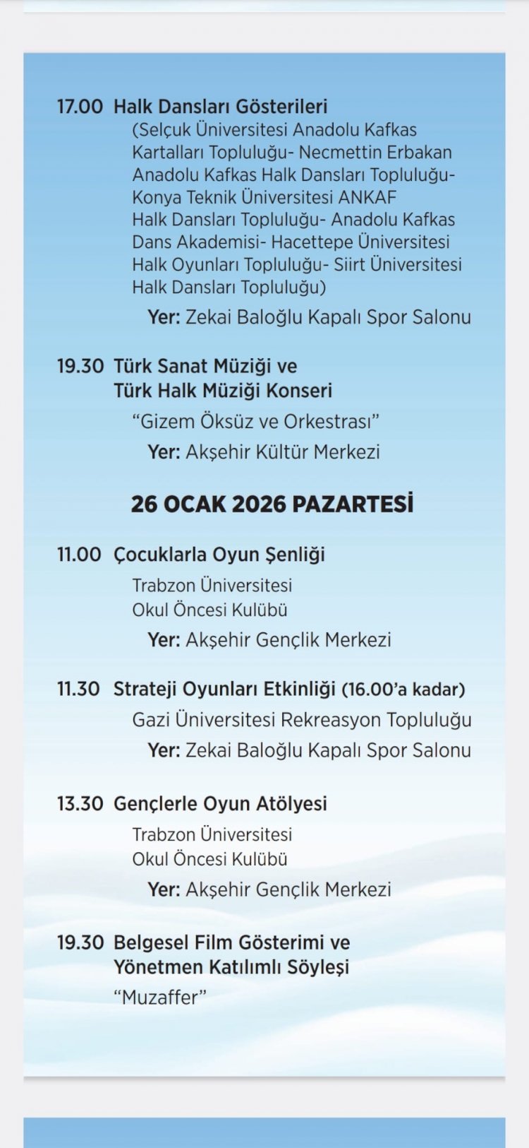 Akşehir Üniversiteliler Kış Şenliği Başlıyor