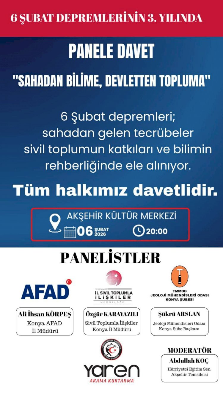 6 Şubat Depremlerinin 3. Yılında Akşehir’de “Sahadan Bilime” Paneli